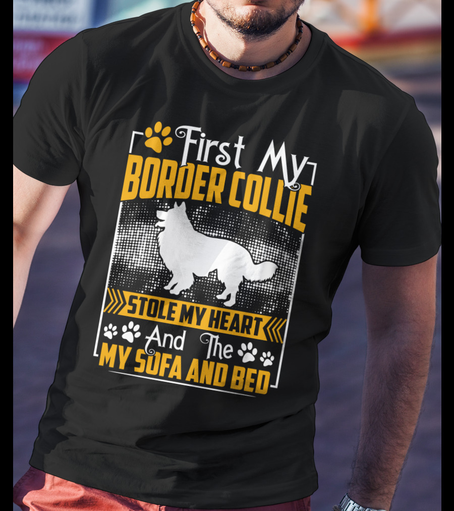 First My Border Collie Stole My Heart And The My Sofa And Bed T-Shirt