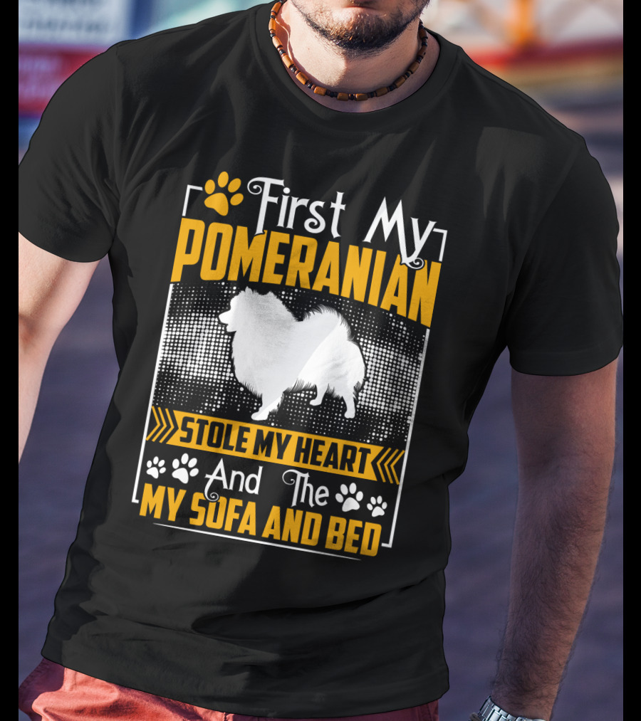 First My Pomeranian Stole My Heart And The My Sofa And Bed T-Shirt