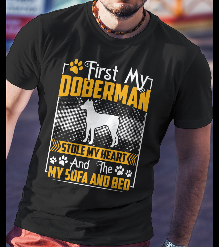 First My Doberman Stole My Heart And The Sofa And Bed T-Shirt