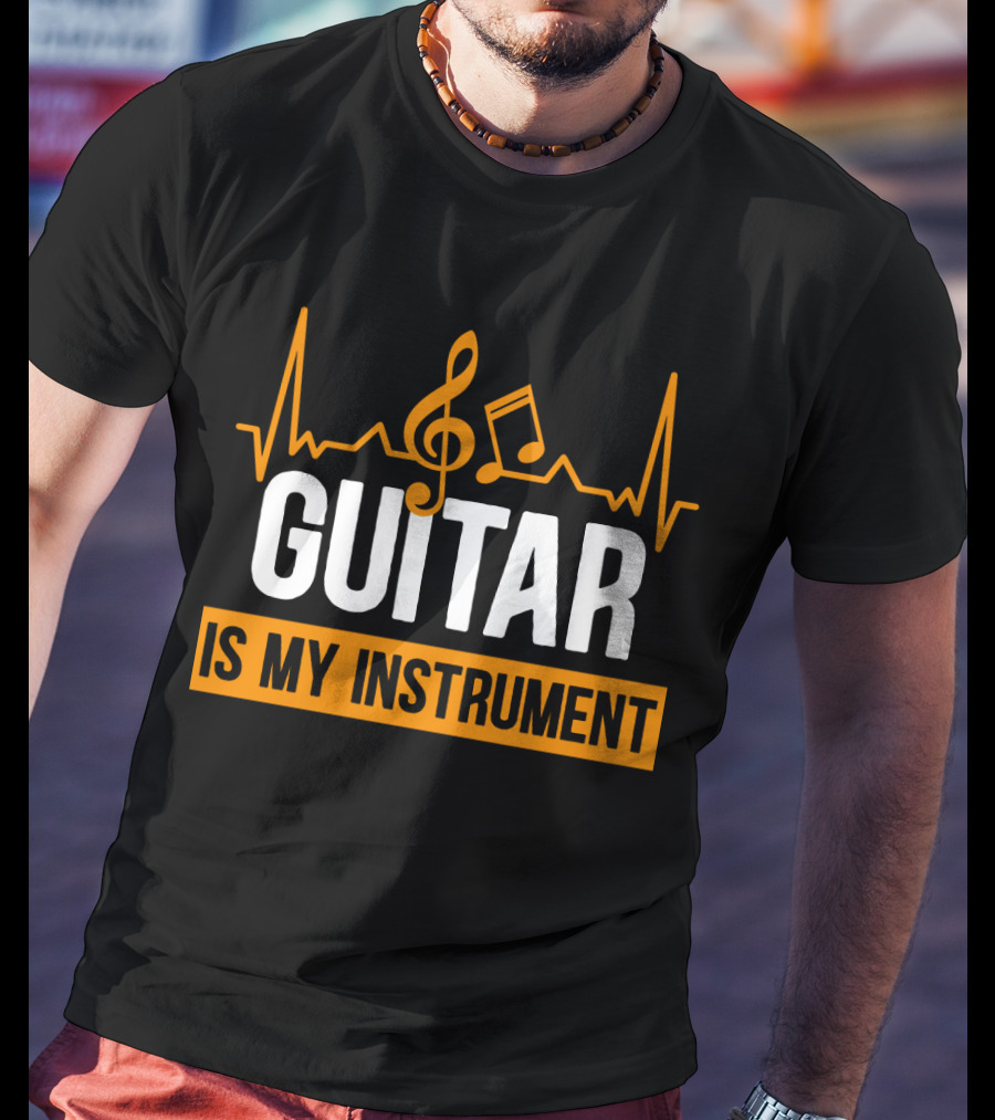 Guitar Is My Instrument With Heartbeat Music Notes T-Shirt