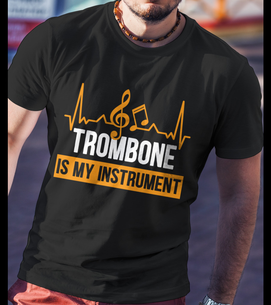 Trombone Is My Instrument Clef Pulse Music Notes T-Shirt