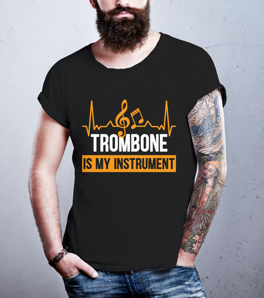Trombone Is My Instrument Clef Pulse Music Notes T-Shirt