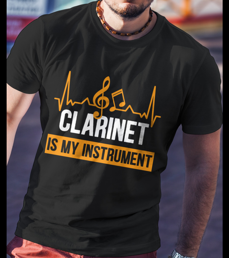 Clarinet Is My Instrument Music Heartbeat Treble Clef And Note T-Shirt