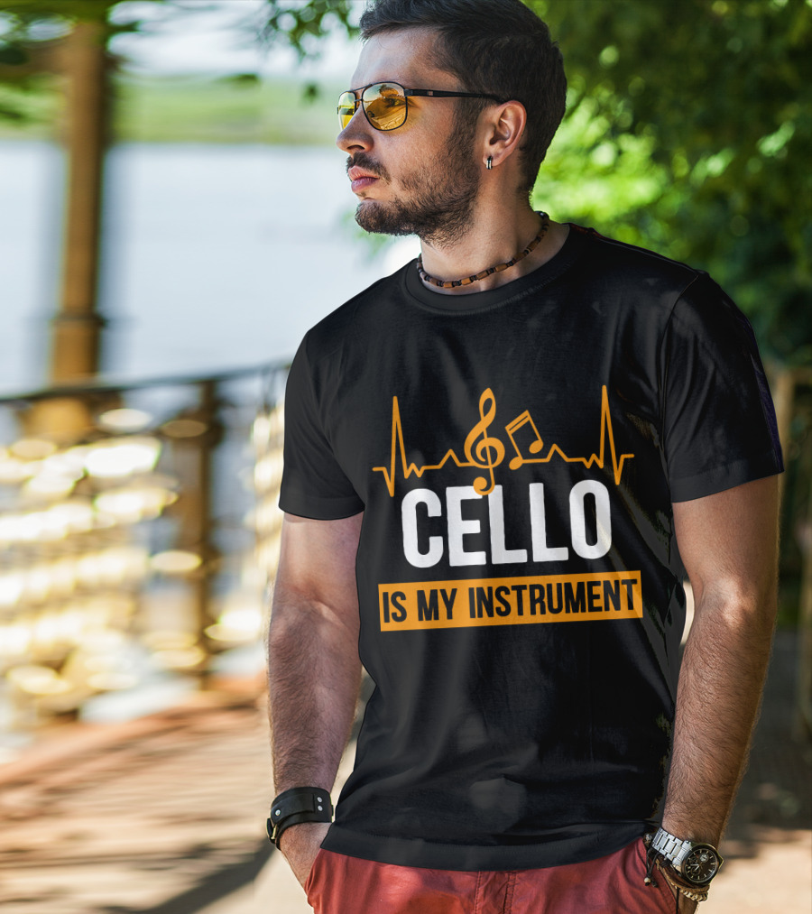 Cello Is My Instrument Clef Note Heartbeat T-Shirt