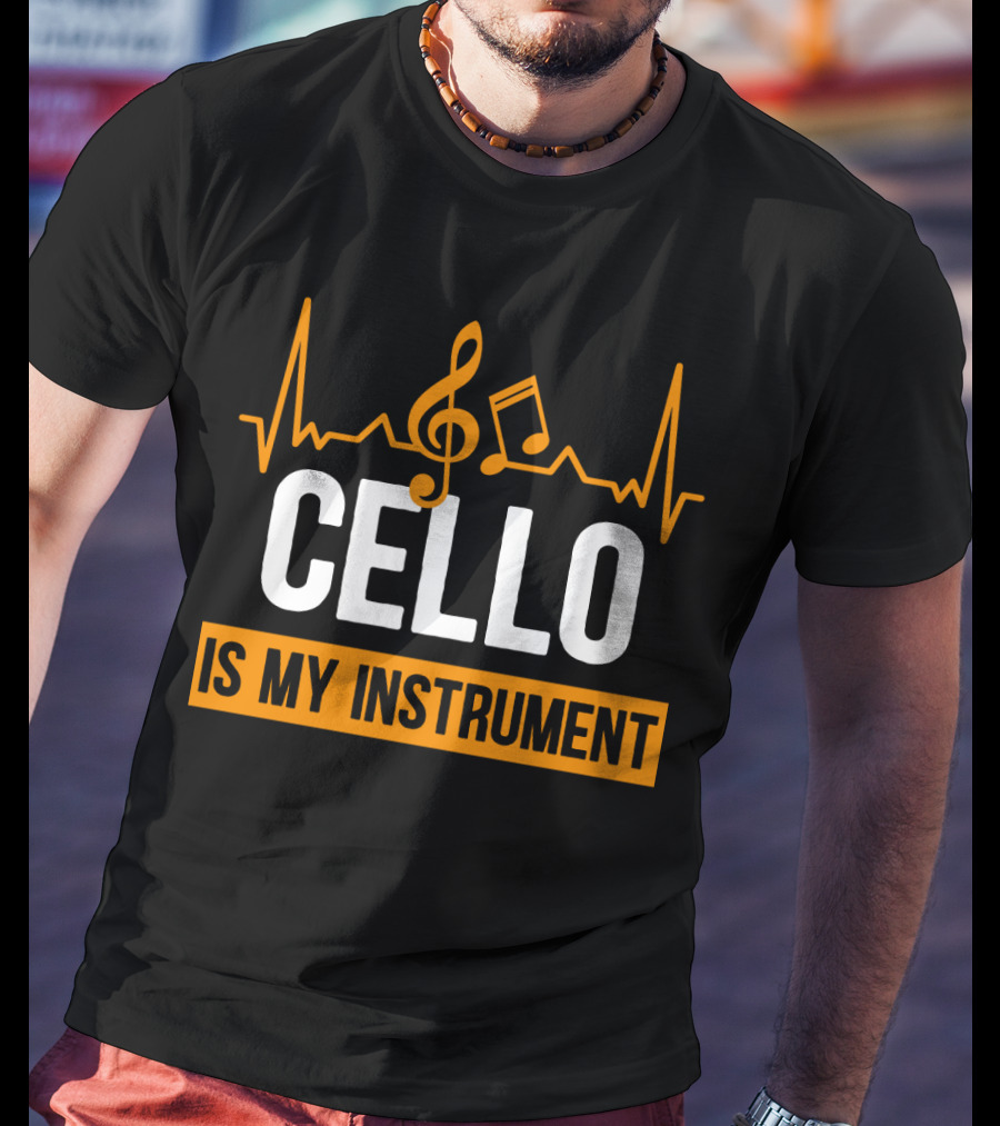 Cello Is My Instrument Clef Note Heartbeat T-Shirt