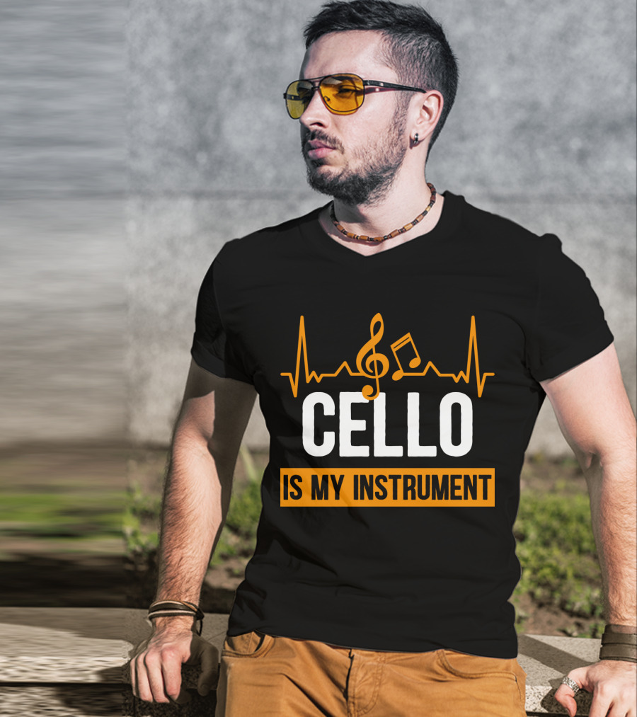 Cello Is My Instrument Clef Note Heartbeat T-Shirt