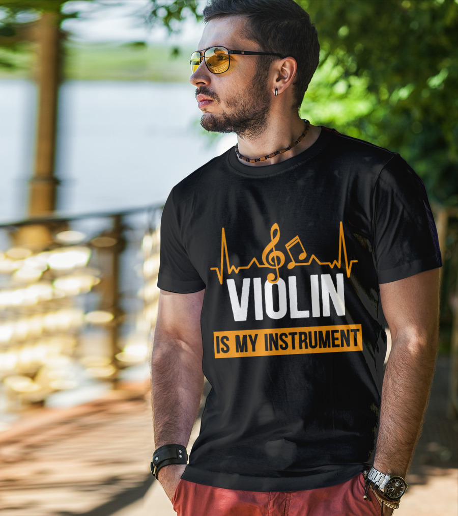 Violin Heartbeat With Musical Notes Is My Instrument T-Shirt