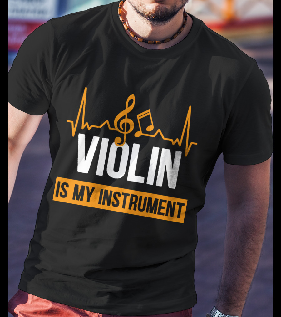 Violin Heartbeat With Musical Notes Is My Instrument T-Shirt