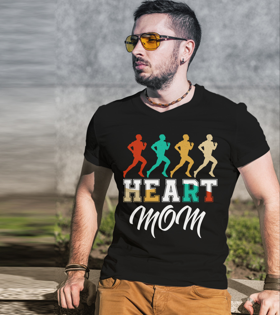 HEART MOM Running Retro T-Shirt