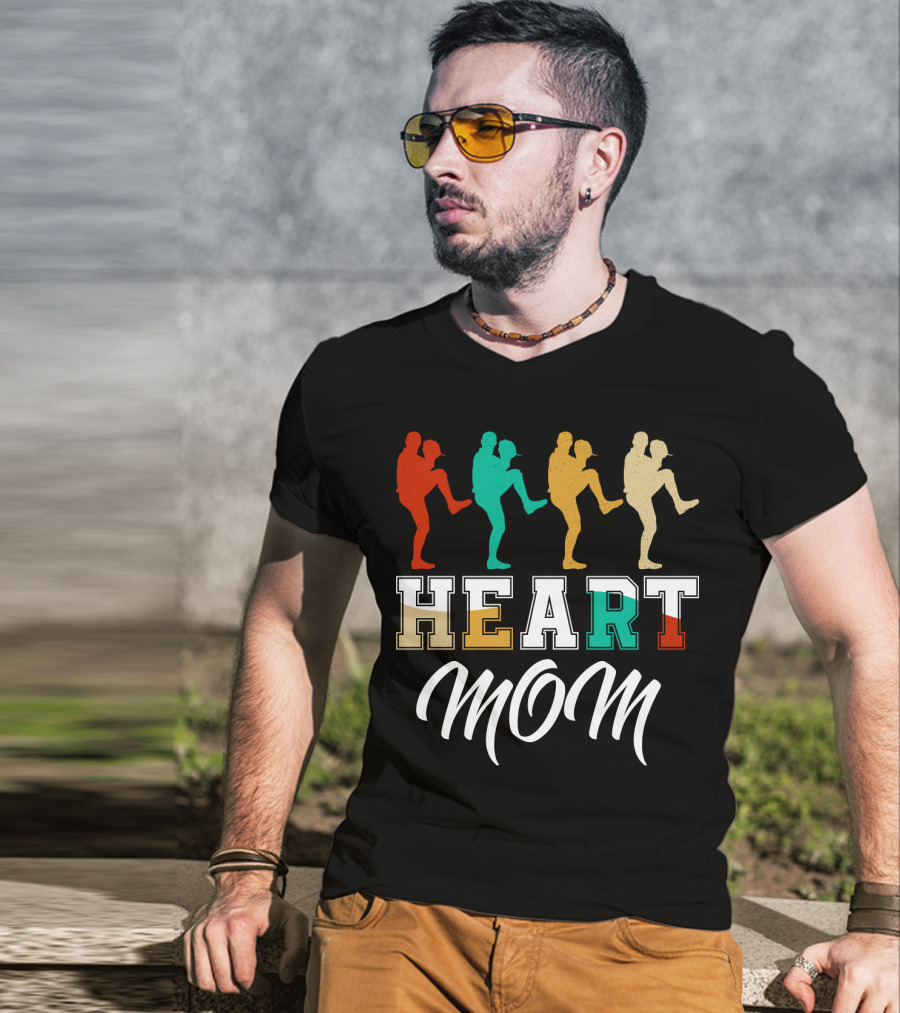 Heart Mom Baseball Player T-Shirt