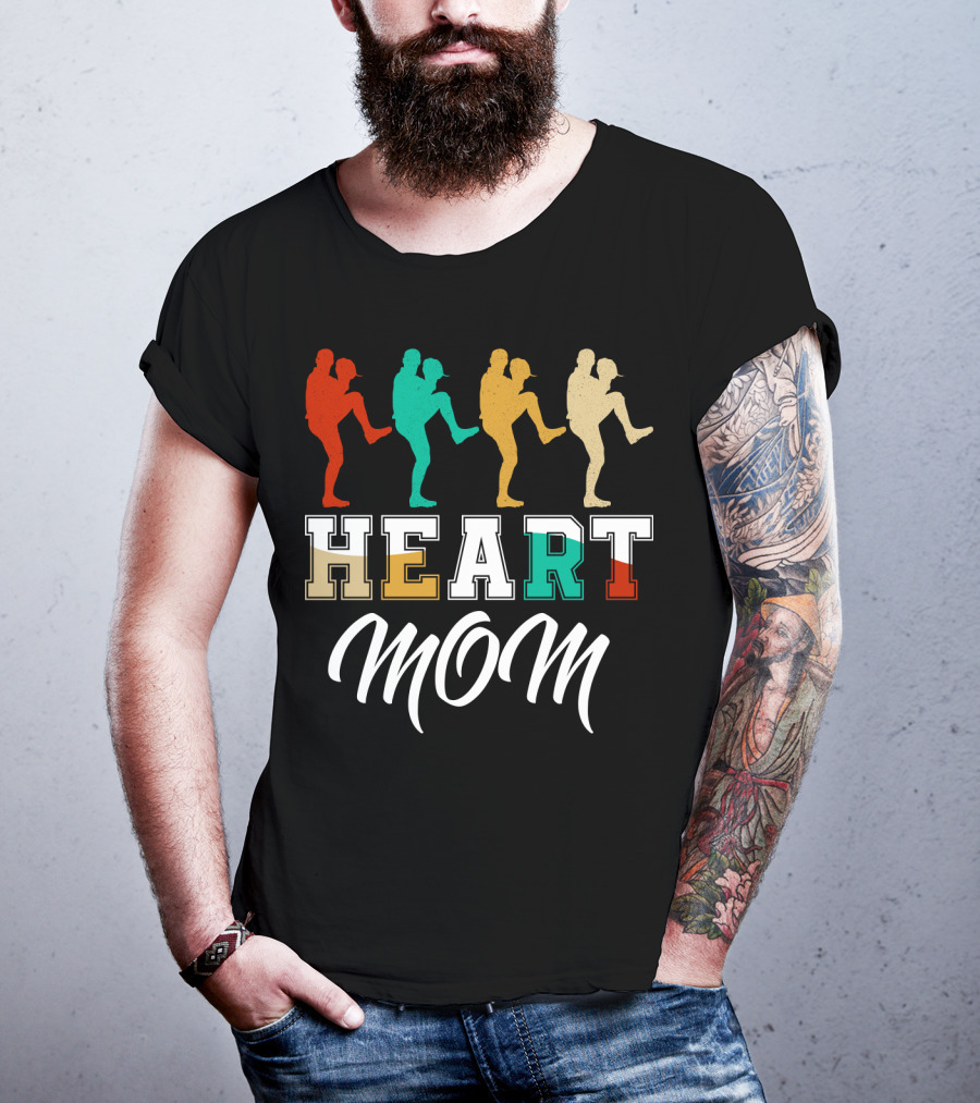 Heart Mom Baseball Player T-Shirt