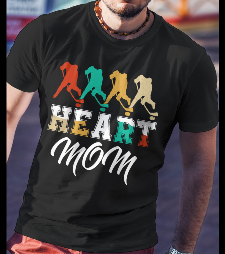 Hockey Heart Mom Vintage Silhouette Player Sequence T-Shirt