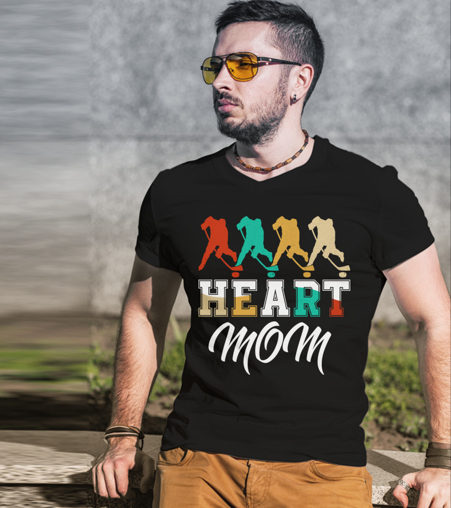Hockey Heart Mom Vintage Silhouette Player Sequence T-Shirt
