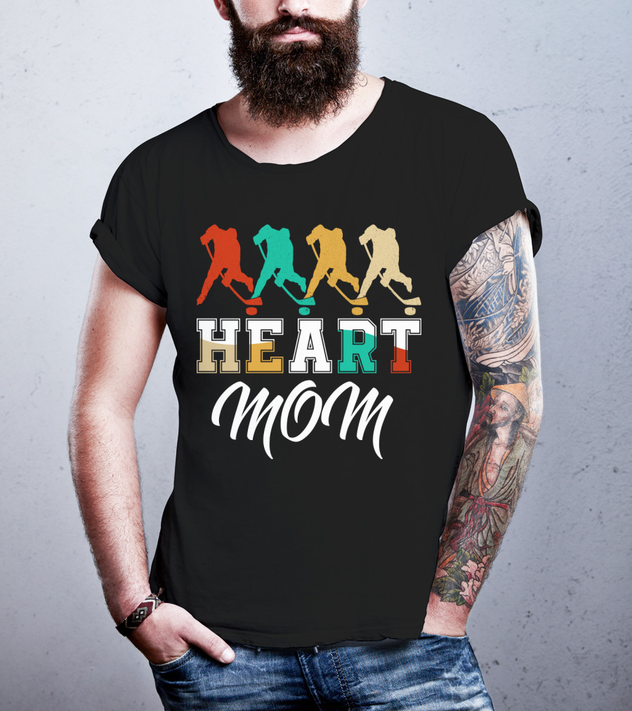 Hockey Heart Mom Vintage Silhouette Player Sequence T-Shirt