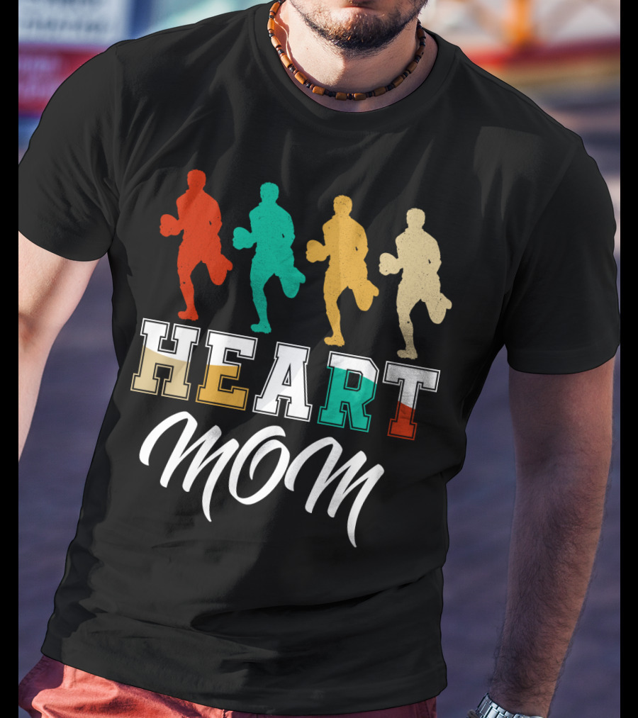 Heart Mom Rugby Running T-Shirt
