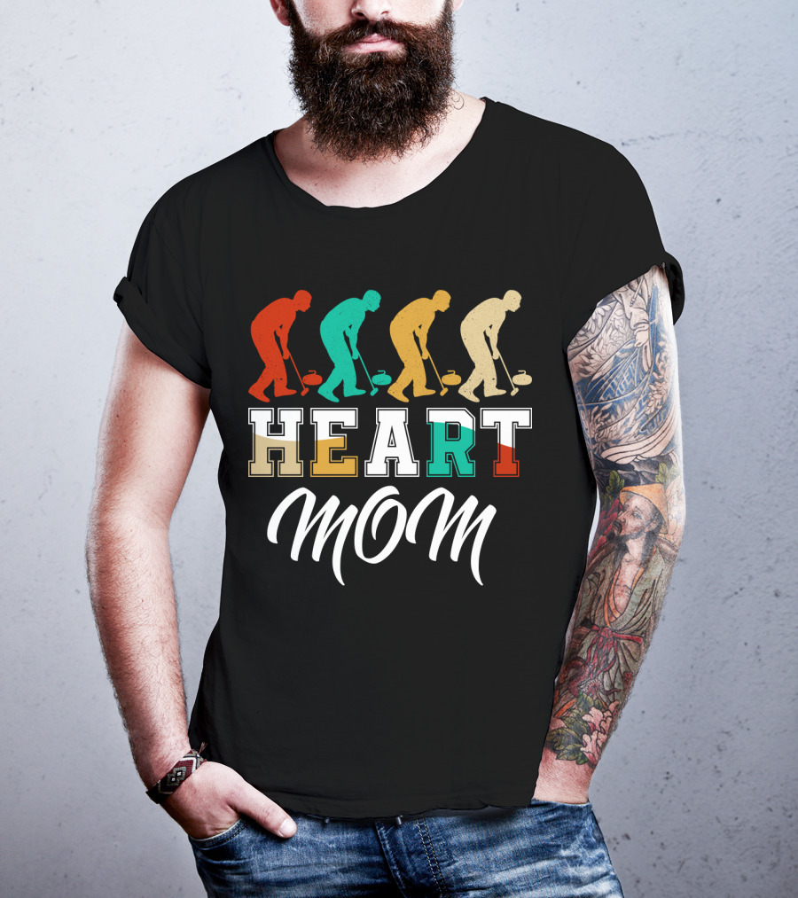 HEART Mom Curling Players T-Shirt