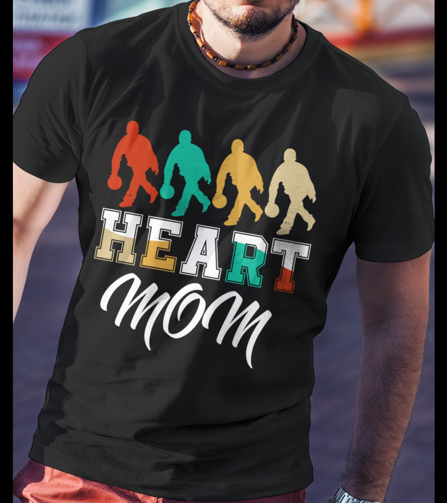 Bowling Heart Mom Retro T-Shirt