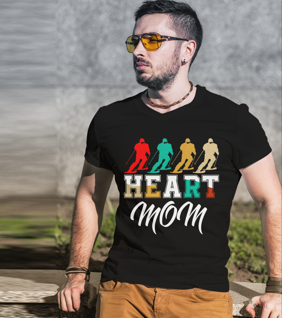 HEART MOM Skiing T-Shirt