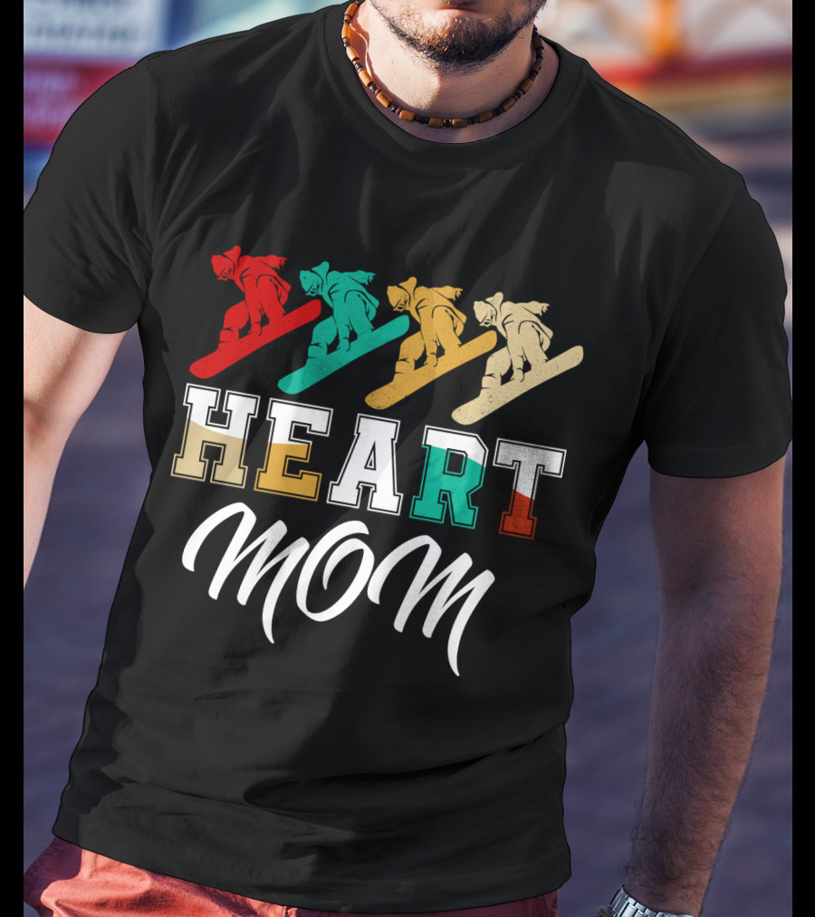 Snowboarding Heart Mom Multicolor Boarders T-Shirt