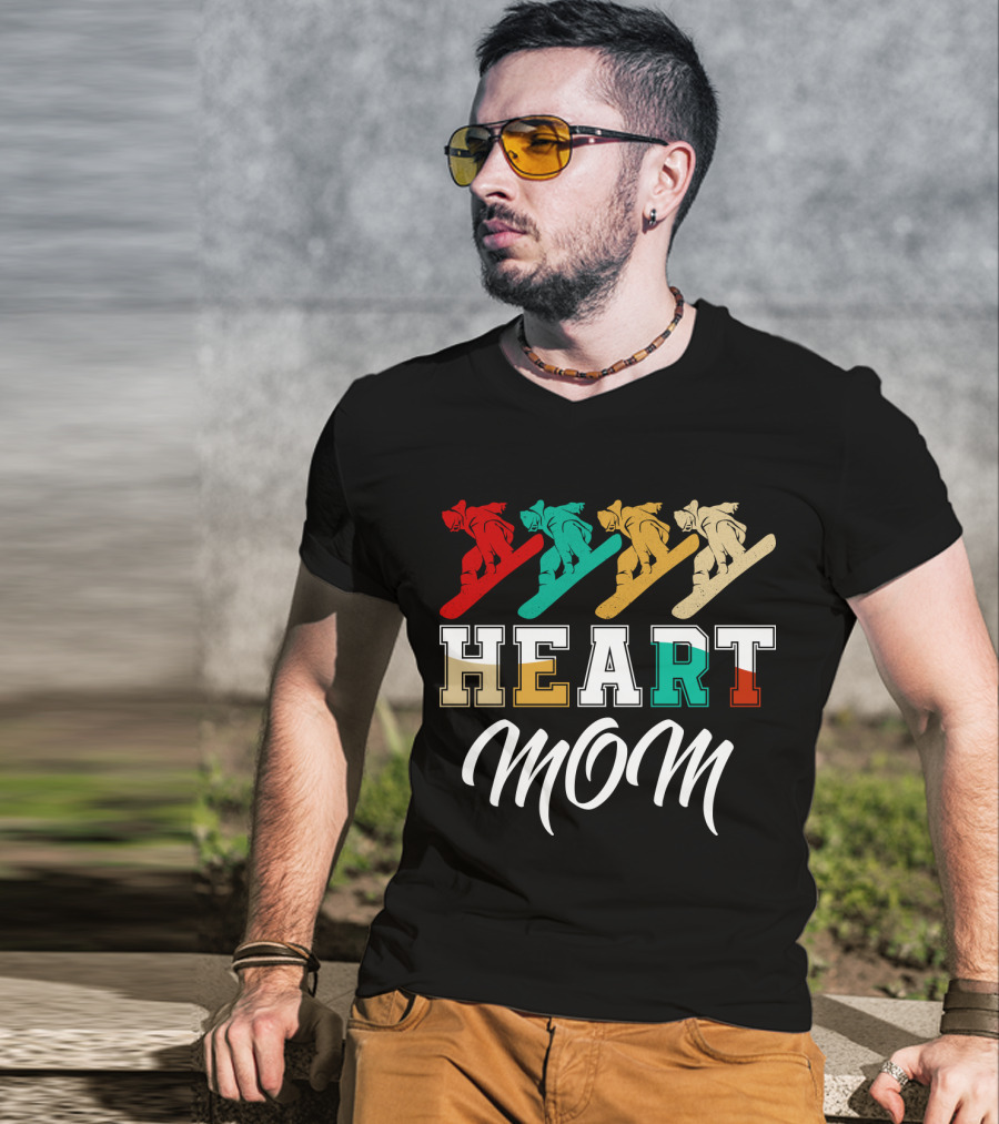 Snowboarding Heart Mom Multicolor Boarders T-Shirt