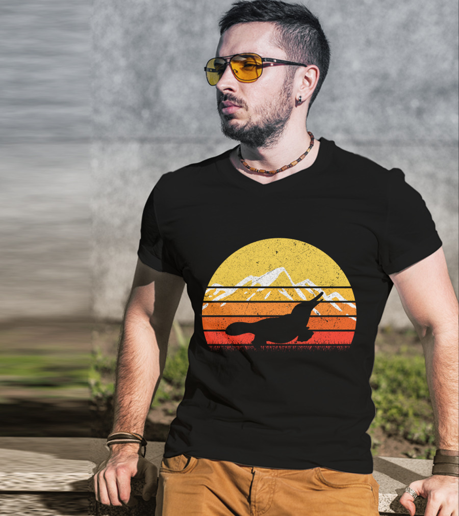 Retro Vintage Platypus Sunset T-Shirt