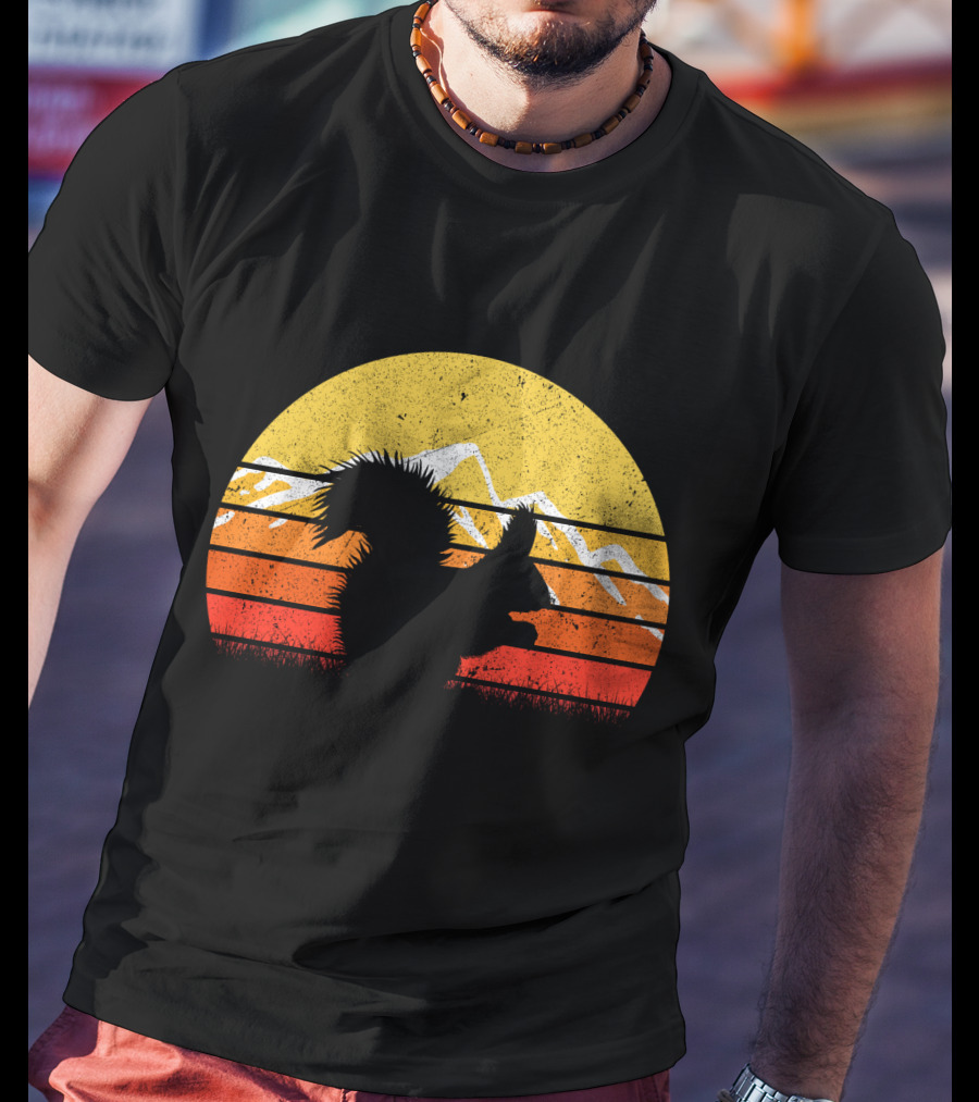 Retro Vintage Squirrel Sunset Silhouette With Mountains T-Shirt