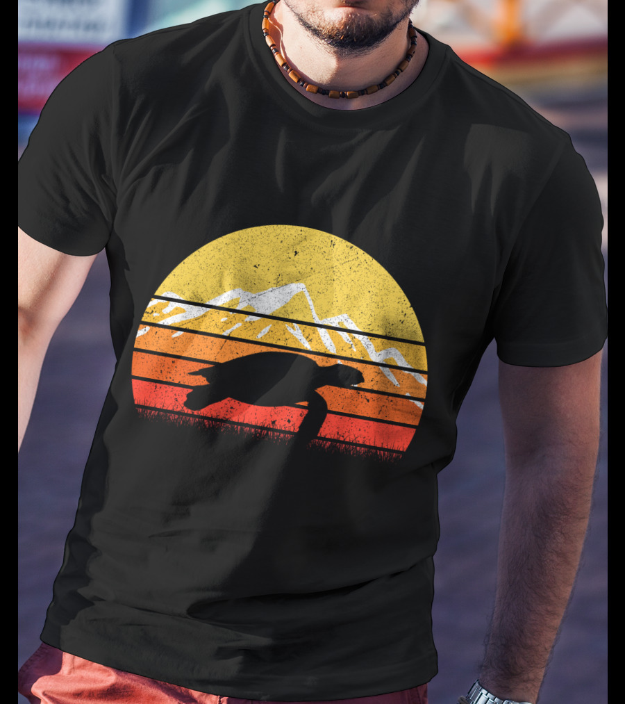 Retro Vintage Sea Turtle Sunset Mountain T-Shirt