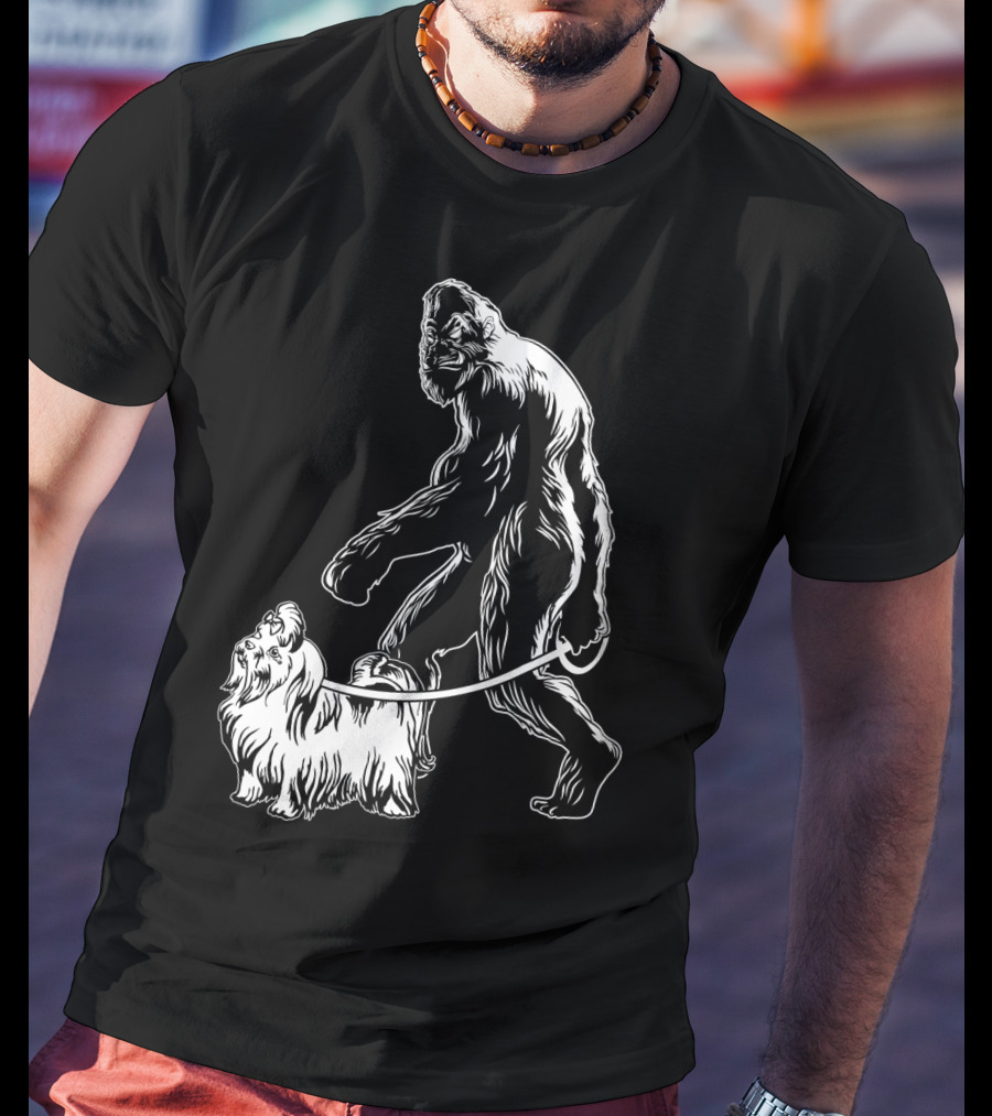 Bigfoot Walking Maltese Dog T-Shirt