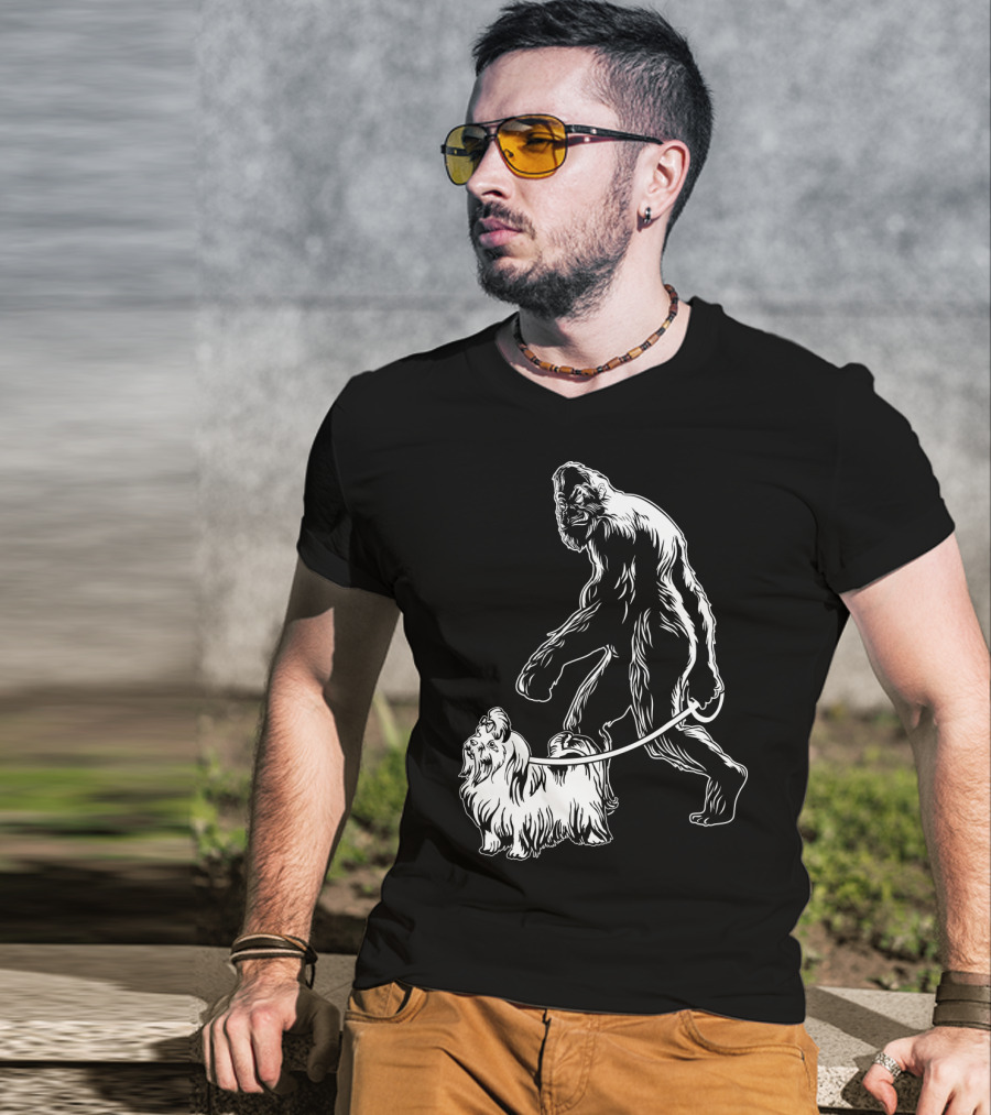 Bigfoot Walking Maltese Dog T-Shirt