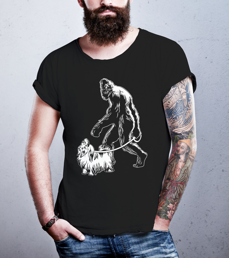 Bigfoot Walking Maltese Dog T-Shirt