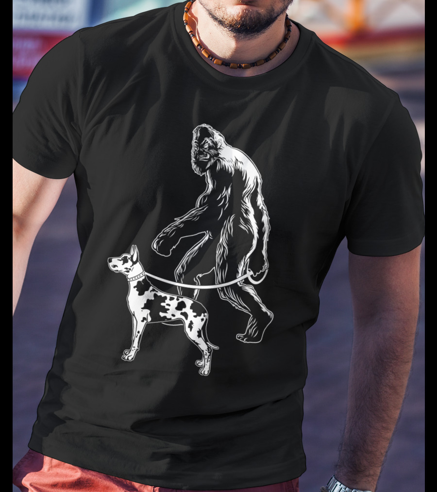 Bigfoot Walking Great Dane Dog T-Shirt