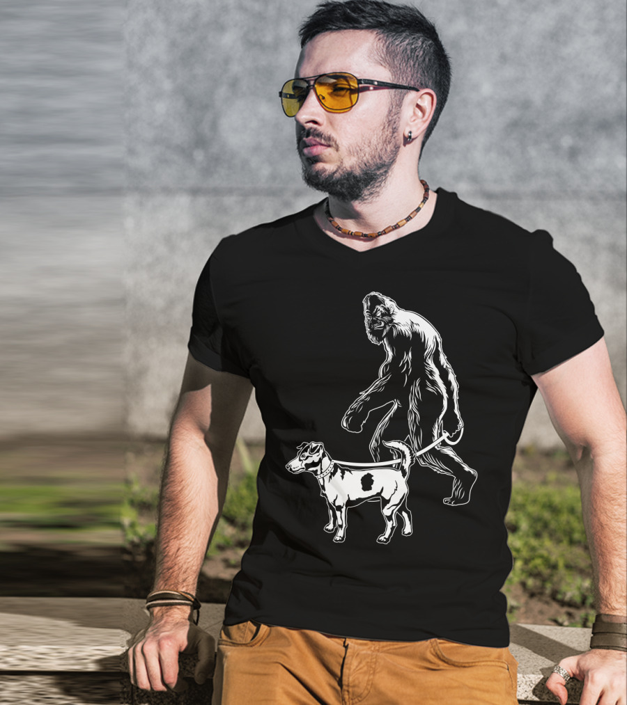 Bigfoot Walking Jack Russell Terrier T-Shirt