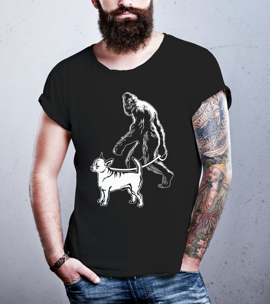 Bigfoot Walking Chihuahua Dog T-Shirt