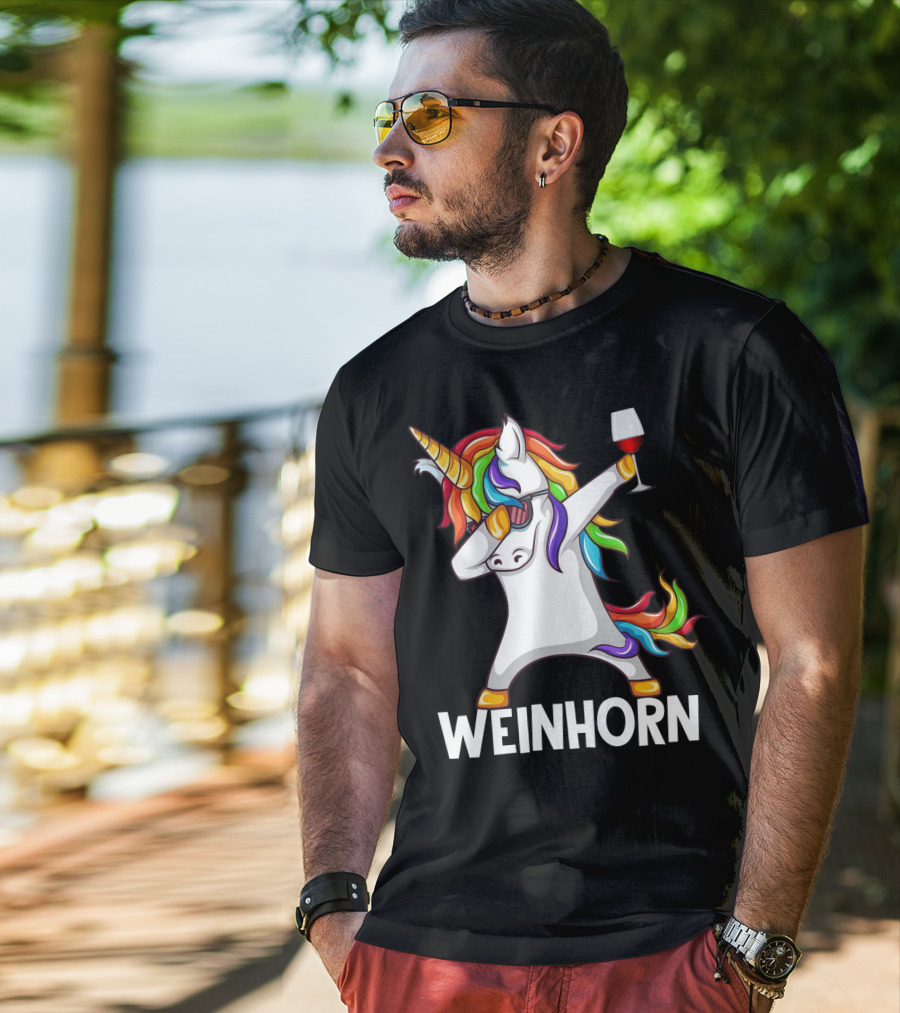 Weinhorn Dabbing Einhorn With Wine Glass T-Shirt