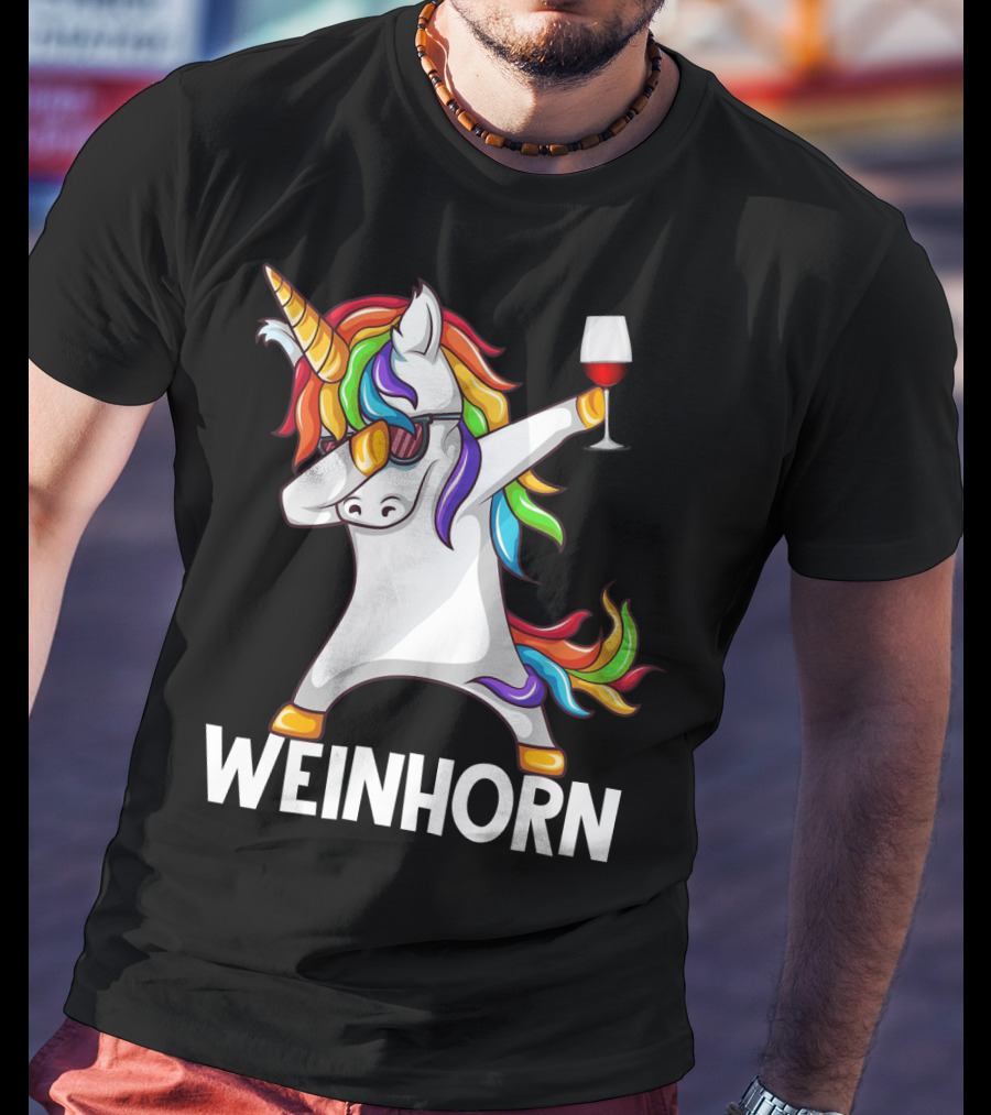 Weinhorn Dabbing Einhorn With Wine Glass T-Shirt