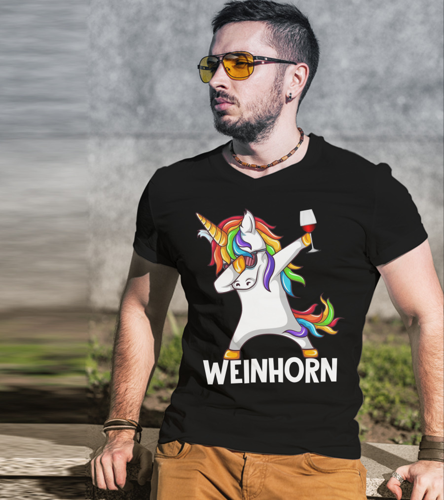 Weinhorn Dabbing Einhorn With Wine Glass T-Shirt