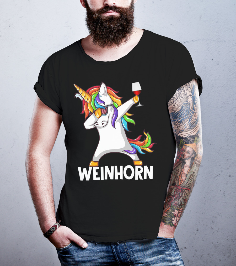 Weinhorn Dabbing Einhorn With Wine Glass T-Shirt