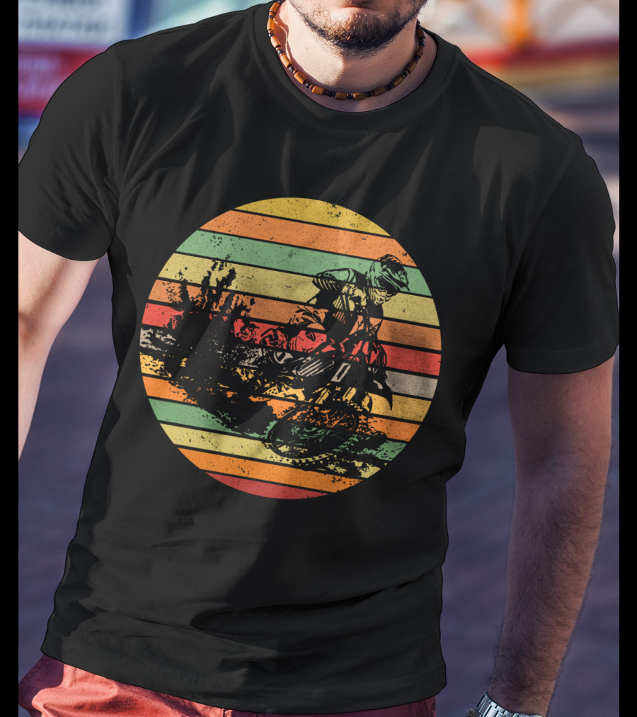 Vintage Motocross Dirt Bike Retro Vibes With Rider T-Shirt