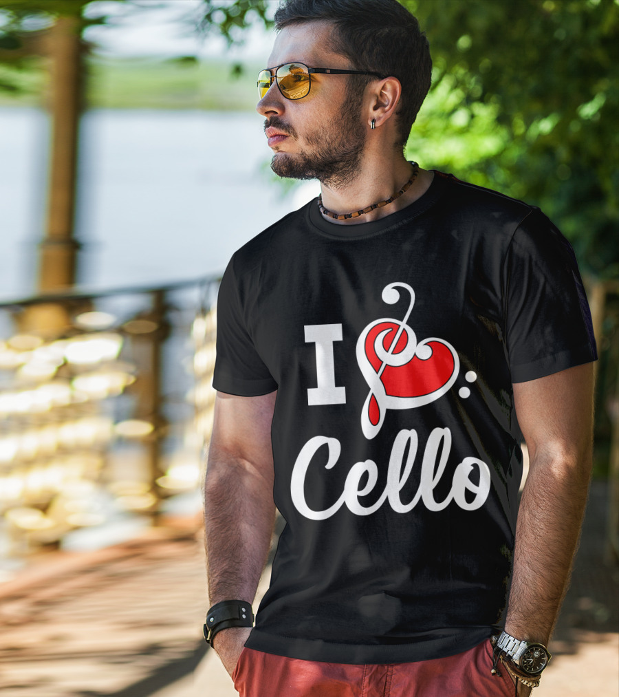 I Love Cello Treble Clef Heart T-Shirt