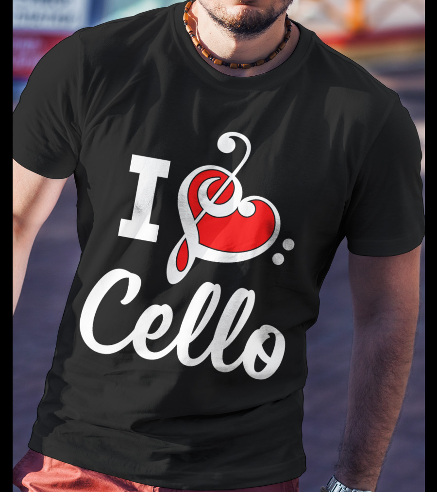 I Love Cello Treble Clef Heart T-Shirt