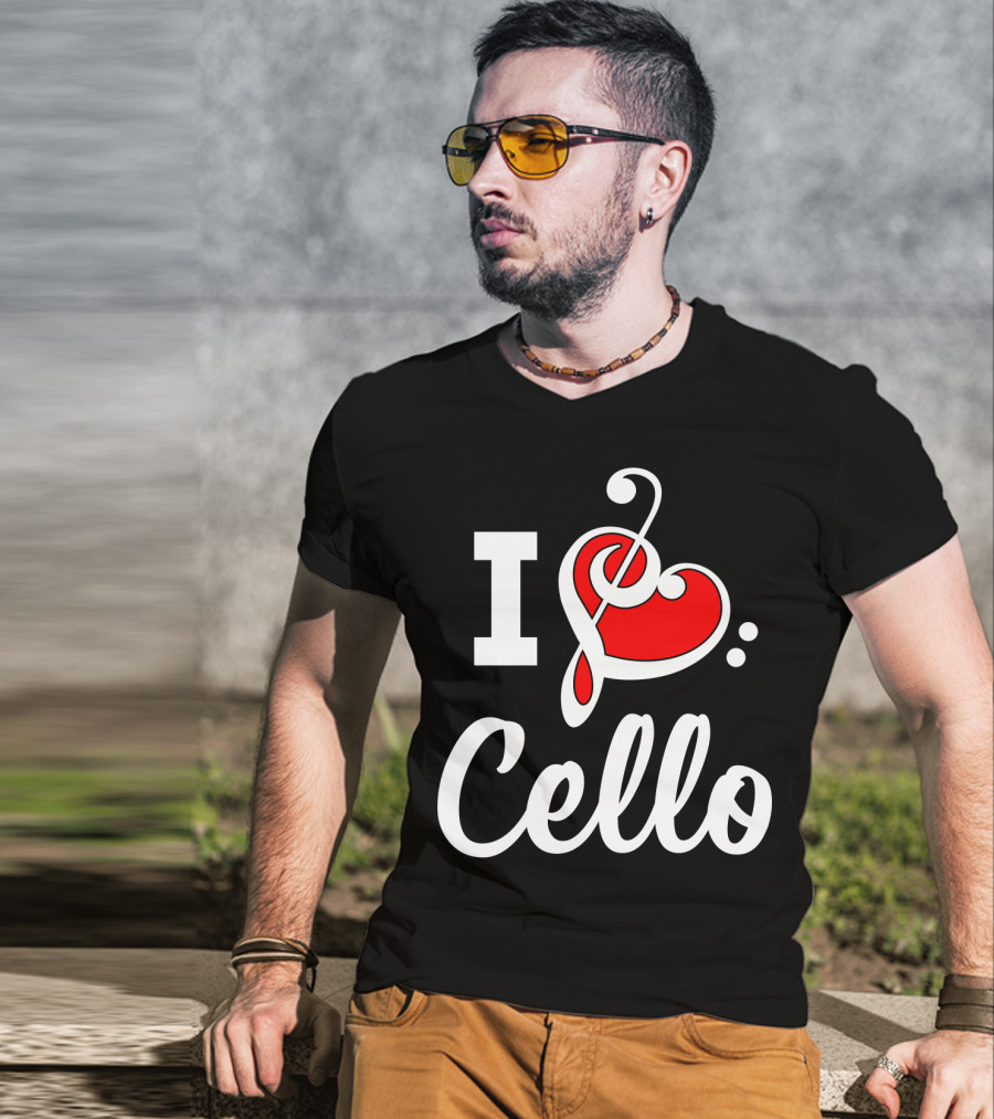 I Love Cello Treble Clef Heart T-Shirt