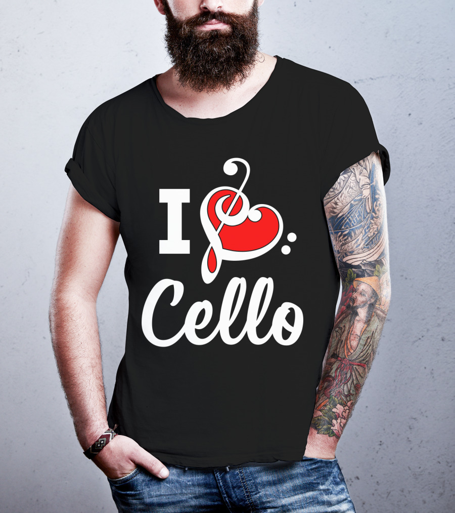 I Love Cello Treble Clef Heart T-Shirt