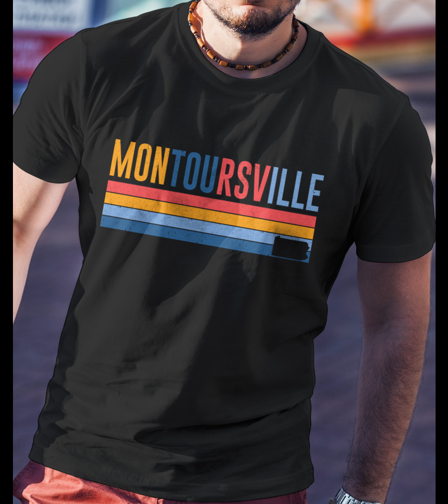 Montoursville Retro 80s Style Striped Pennsylvania T-Shirt