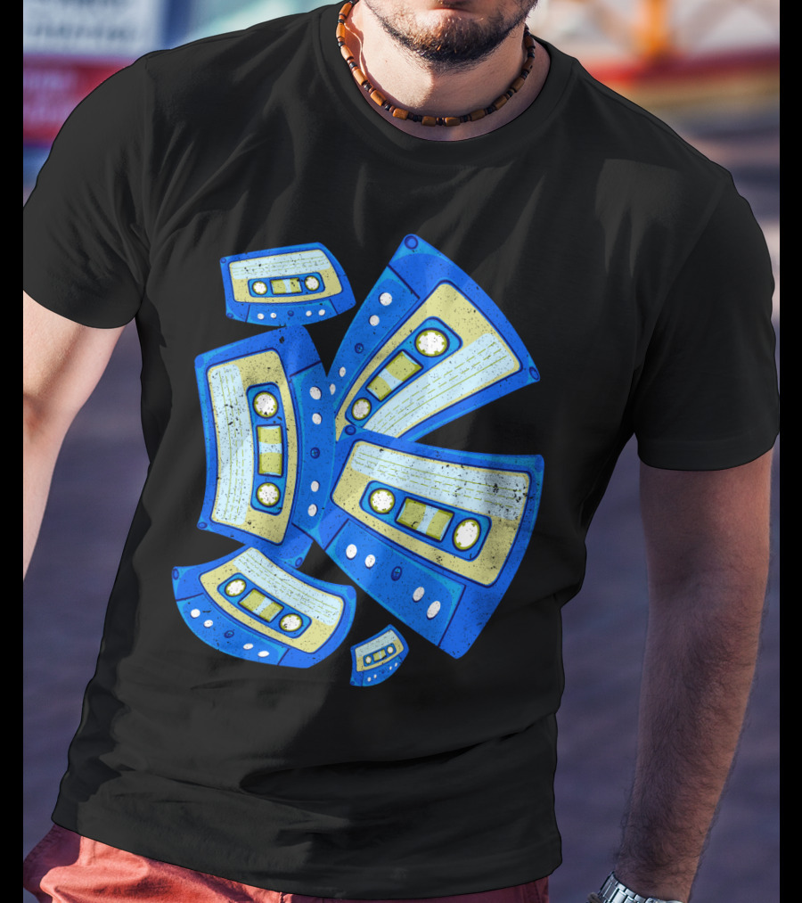 Vaporwave Cassette Mixtape Analog Music Retro Aesthetic Blue Tapes T-Shirt