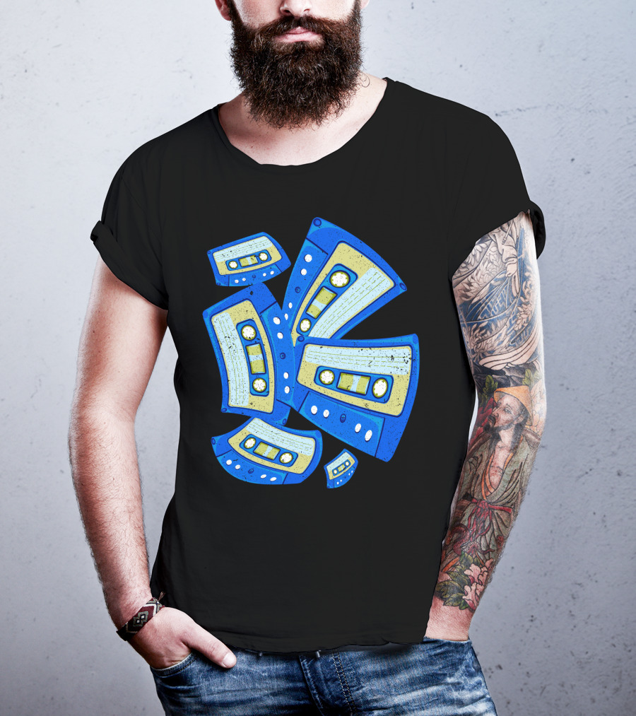 Vaporwave Cassette Mixtape Analog Music Retro Aesthetic Blue Tapes T-Shirt