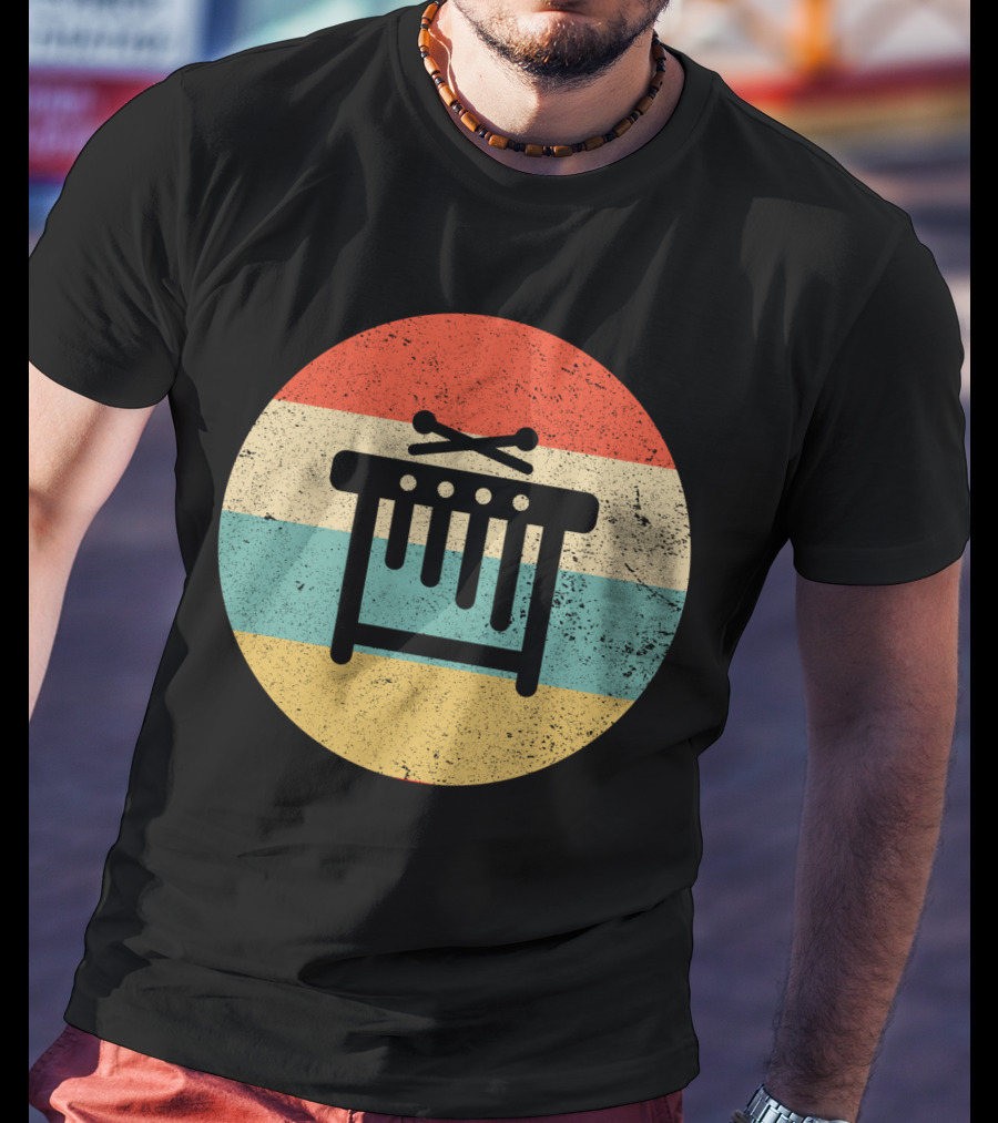 Vintage Retro Marimba Xylophone Circle Stripes T-Shirt