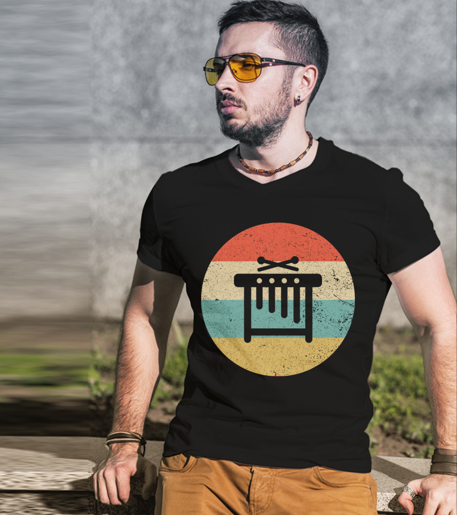 Vintage Retro Marimba Xylophone Circle Stripes T-Shirt