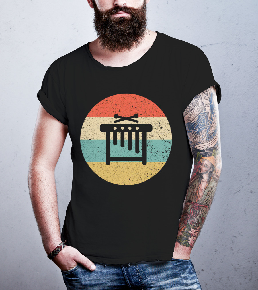 Vintage Retro Marimba Xylophone Circle Stripes T-Shirt