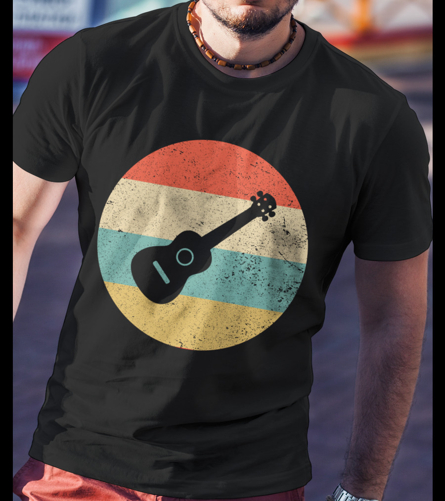 Vintage Retro Striped Ukulele T-Shirt