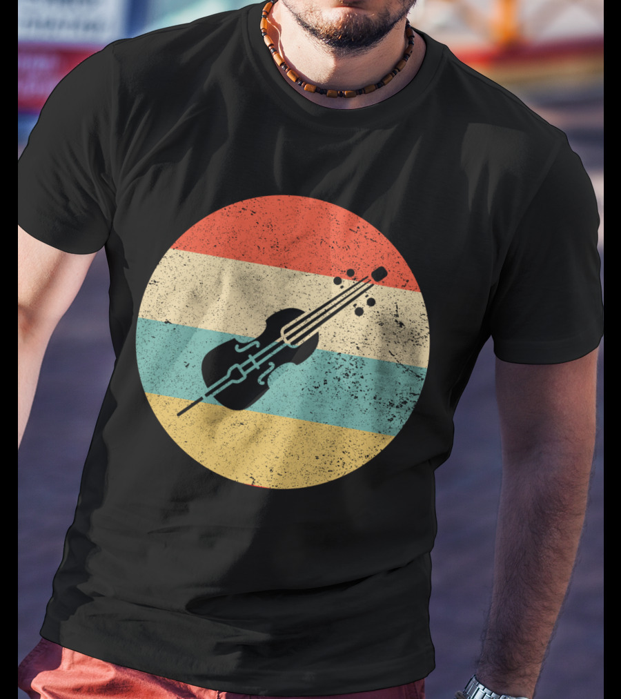 Vintage Retro Cello Circle Striped T-Shirt